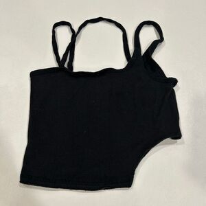 FP Movement Black Ribbed Double Strap Crop Cami Tank Top Small